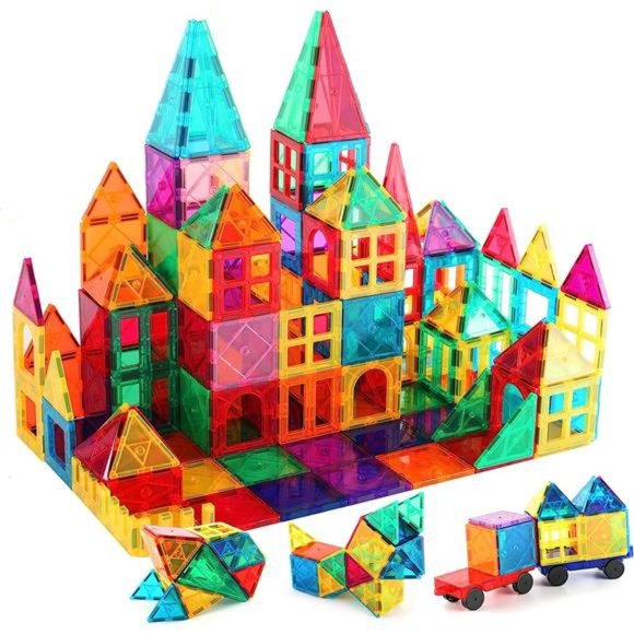Kids Magnetic Tiles Toys, 100Pcs 3D Magnetic Building Blocks Tiles Set
